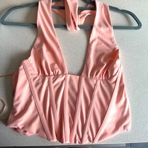 Zara light pink corset crop top NWT